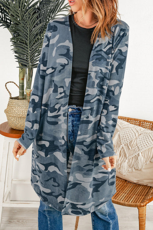 Print Colorblock Long Cardigan